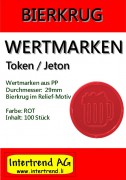 Wertmarken - Bierkrug zu 100 in Rot