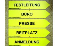 Festorganisation, Beschriftung, Hinweisschilder, Wegweiser, Leitsystem