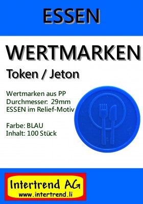 Wertmarken - Essen zu 100 in Blau