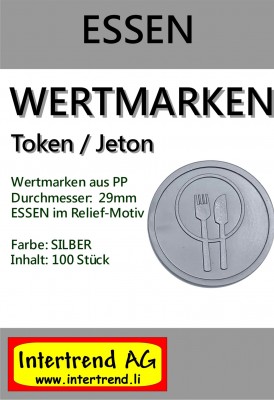 Wertmarken - Essen zu 100 in Grau