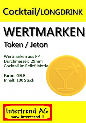 Wertmarken - Longdrink zu 100 in Gelb