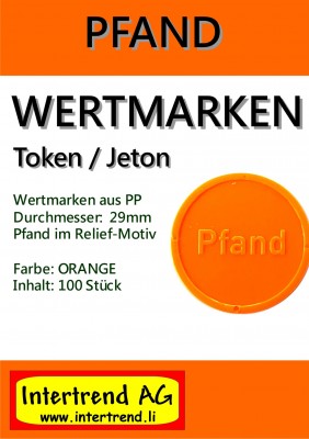 Wertmarken - Pfand zu 100 in Orange