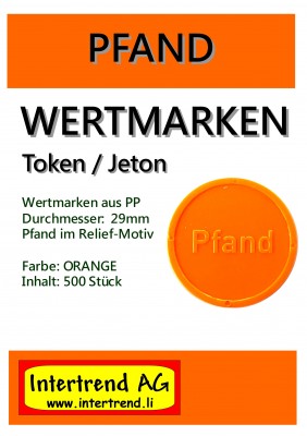 Wertmarken - Pfand zu 500 in Orange